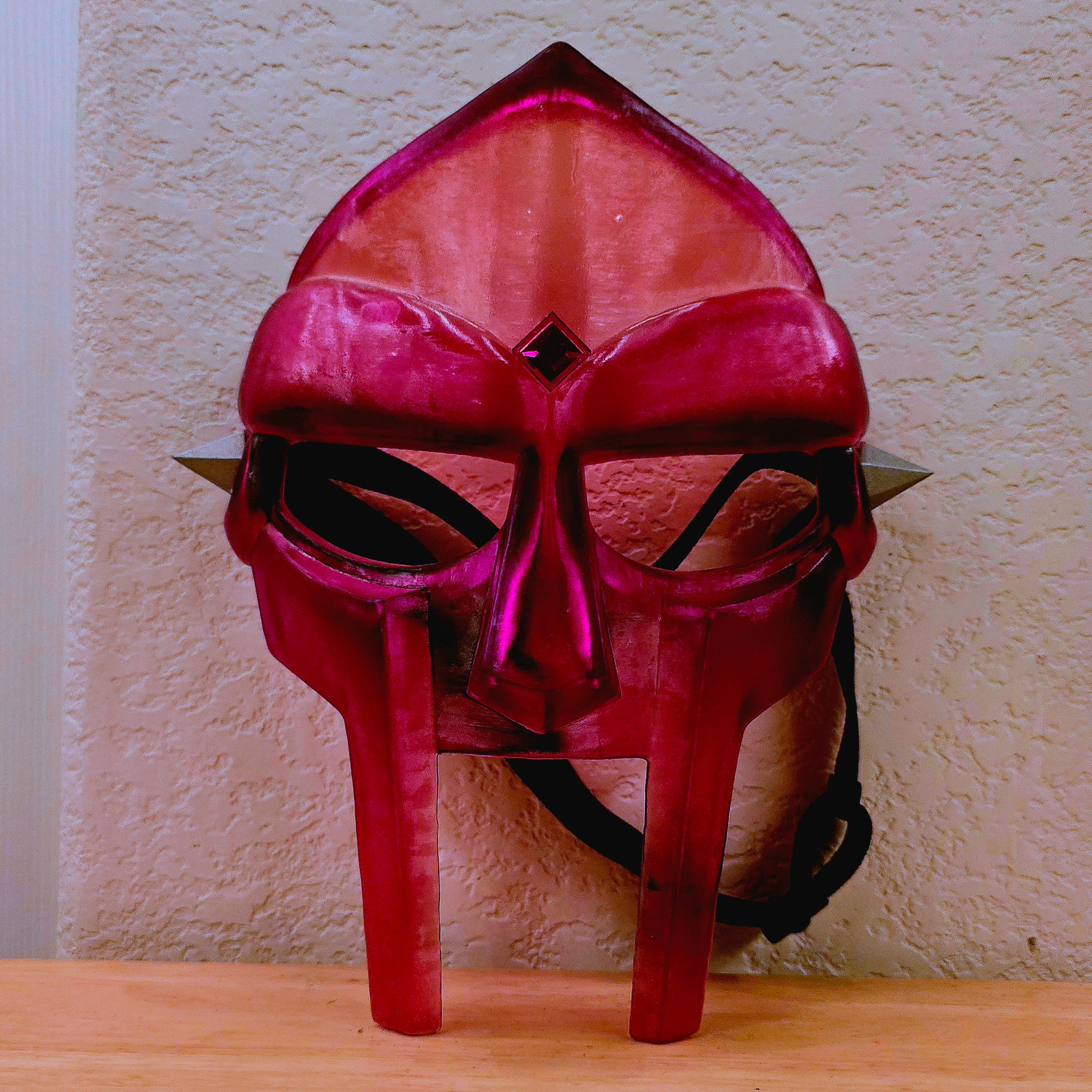 Metal Face Villain Translucent Red Mask w/ Red Diamond Gem