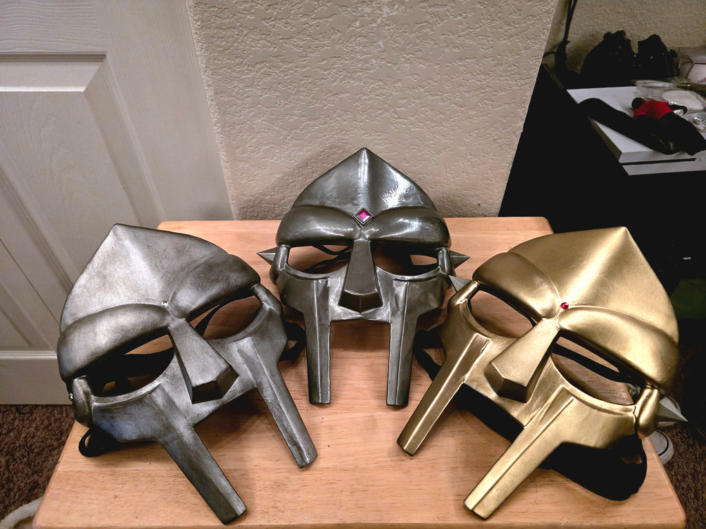Metal Face Villain Mask CHROME w/ Red Diamond Gem