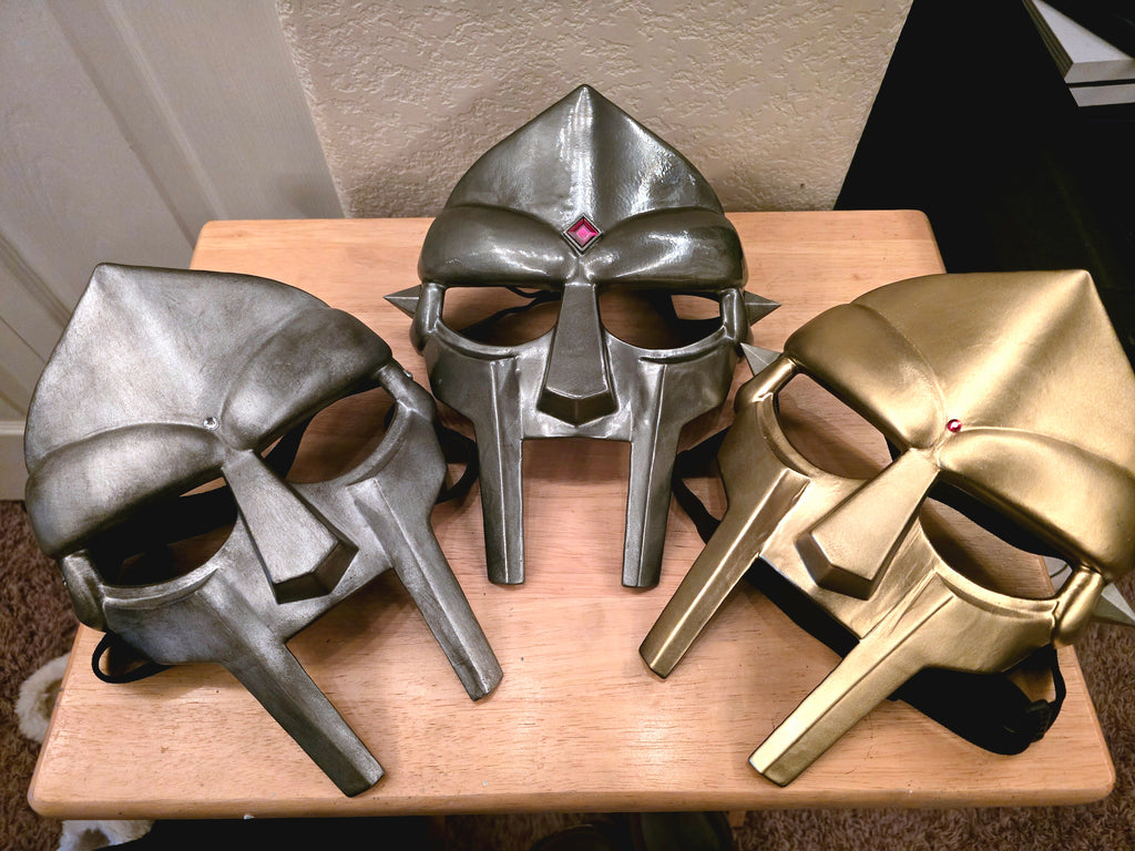Metal Face Villain Mask CHROME w/ Red Diamond Gem