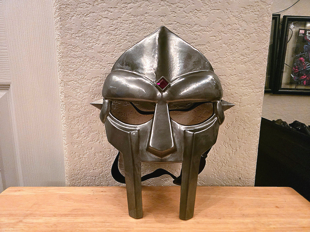 Metal Face Villain Mask CHROME w/ Red Diamond Gem