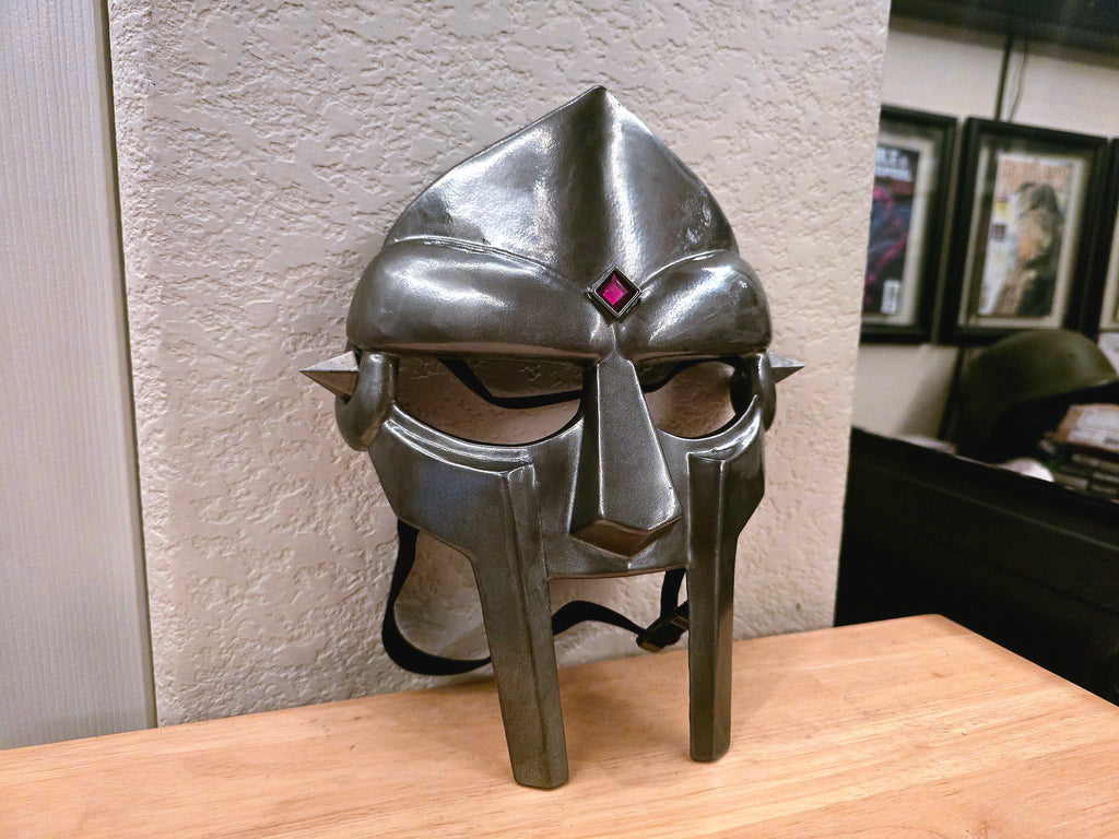 Metal Face Villain Mask CHROME w/ Red Diamond Gem