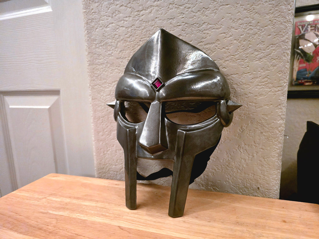 Metal Face Villain Mask CHROME w/ Red Diamond Gem