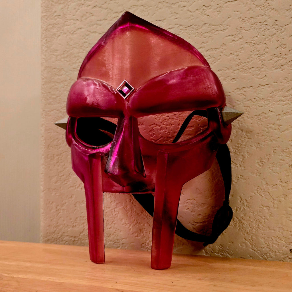 Metal Face Villain Translucent Red Mask w/ Red Diamond Gem
