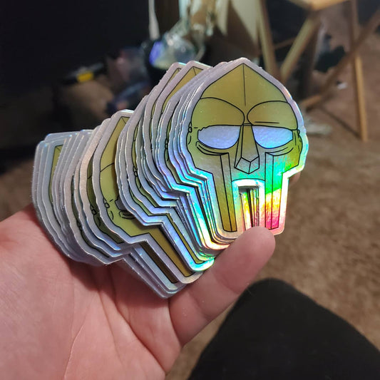 Metal Face Villain Foil Sticker (Gold) (3 Inch)