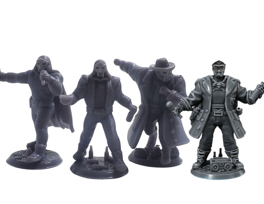 Metal Face Villain Table Top Miniatures Four Pack (UNPAINTED) (Operation: Doomsday, MM.. FOOD, Madvillainy, and Custom)